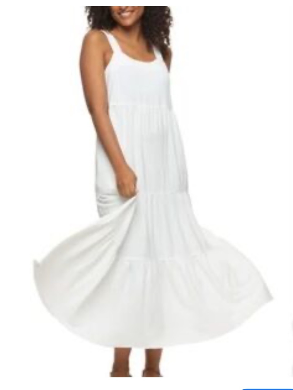 BLACK BOW White Tiered Midi Dress XL Milkmaid Boho Summer Neutral Crisp Flowy